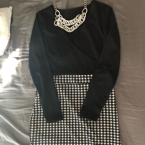 Womens Sexy Deep V-Neck Midi Bodycon Long Sleeve - Picture 3 of 5